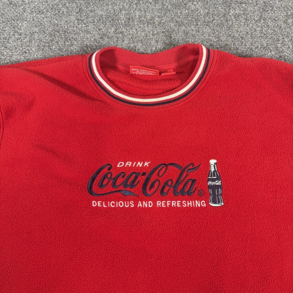 Coca Cola Sweater Mens Large Red Embroidered Classic‎ Long Sleeve Pullover